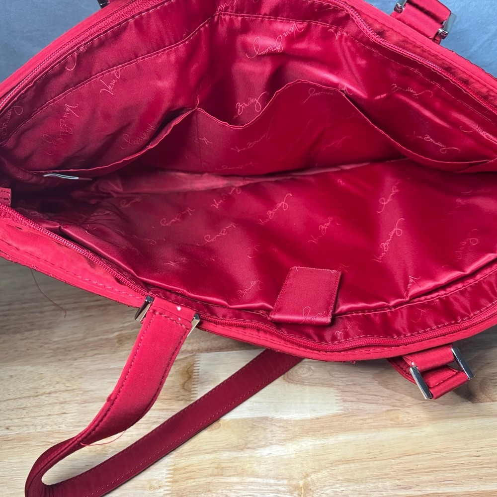 Vera Bradley Quilted Tote Bag – Red – Spacious & Stylish - Picture 4 of 5